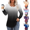 thumbnail image 1 of Chemises d'Automne pour Femmes, Tuniques à Manches Longues pour l'Automne, Chemises à Manches Longues pour Femmes Col en V, Chemises Basiques à Manches Longues pour Femmes, Mode Décontractée pour Femmes Haut à Manches Longues Plissé Col Rond Imprimé, 1 of 8