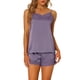 thumbnail image 1 of Conjuntos de pijama de satén para mujer INSPIRE CHIC con tirantes de encaje y pantalones cortos, 2 piezas, conjuntos de lounge de seda, XL, gris púrpura, 1 of 6