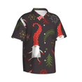thumbnail image 2 of Balery Cute Christmas Gnomes Print Men's Hawaiian Shirts Short Sleeve Beach Shirt Relaxed Fit Vacation Button Down Shirts-Large, 2 of 9