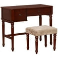 thumbnail image 4 of Linon Wyndham Vanity Set including Flip Top Mirror and Stool, Walnut Finish, Beige Seat, 4 of 5
