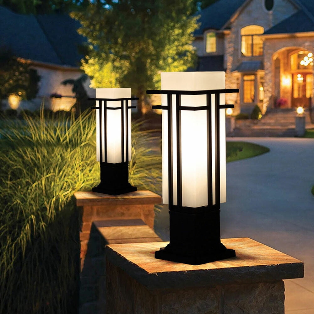 Miumaeov Modern Path Light Black Pillar Lamp Entrance Post Light Yard Gate - Walmart.com