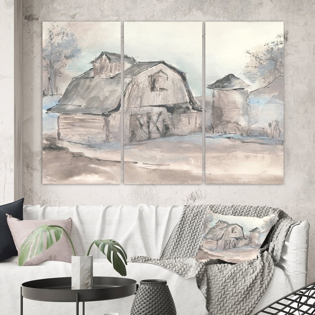Designart - Grange de Ferme Grise V - Art Moderne sur Toile