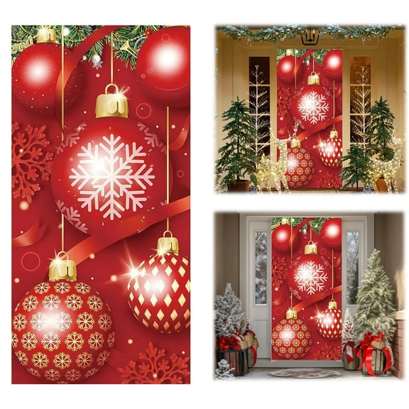Christmas Door Cover- 35x71 Inch Holiday Decor for Front Door, Instant Festive Wall Hanging for Indoor Seasonal Celebrations