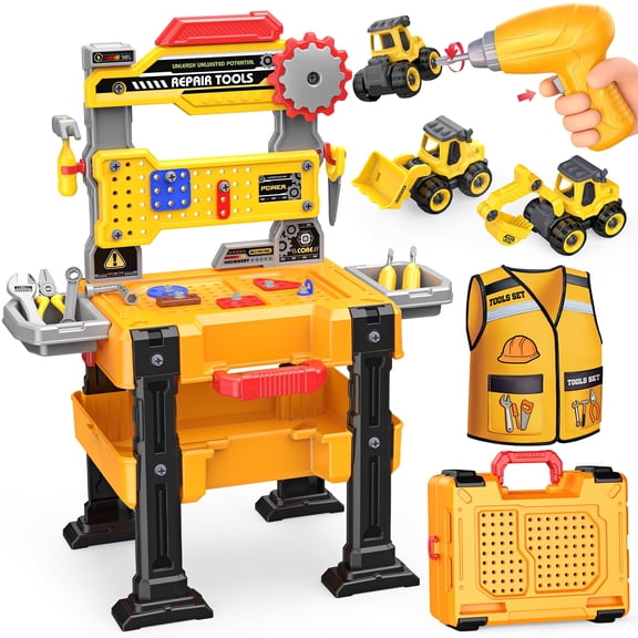 Tool Work Bench for Kids, Tools Set Construction Toys for Toddlers 3-5, Work Bench for Boys 3 to 9 Years Old, Gifts for 3 4 5 6 7 8 Year Old Boys Birthday