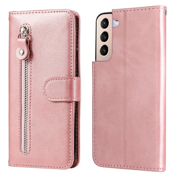 for Samsung Galaxy Galaxy A14 5G Case, Zipper Wallet Credit Cards Slot Slide Pocket Holder Flip Magnetic Closure Stand Premium PU Leather Case for Samsung Galaxy A14 5G, Rosegold