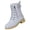 Blue, variant on Women Lace Up Chunky Platform Combat Ankle Boots, Matte Textured Fabric, Thick Cloud Cushion Insole, Deep Lug Anti Slip Outsole, Edgy Retro Silhouette for Daily Street Outdoor Fashion Wear,Blue 7