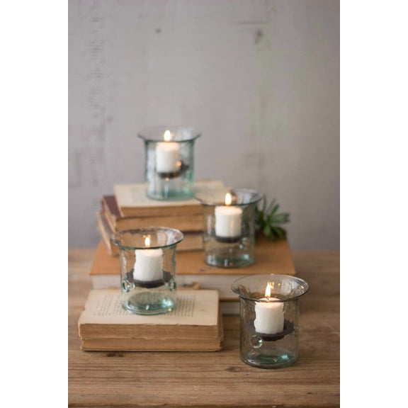 Kalalou Recycled Glass Mini Votive Cylinder, 1 piece, ‎4"L x 4"W x 4"H, Clear
