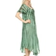 thumbnail image 4 of Sakkas Yasmin Tie Dye Embroidered Sheer Cap Sleeve Sundress | Cover Up - Green - One Size Regular, 4 of 5