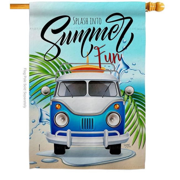 Breeze Decor H106115-BO Splash Into Summertime Fun & Sun 28 x 40 in. Double-Sided Decorative Vertical House Flags for Decoration Banner Garden Yard Gift