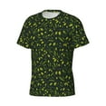 thumbnail image 3 of Yiaed Green Branch Olive Print Mens Short Sleeve Tight Fit T-Shirt, Crewneck Casual Tee-Small, 3 of 5