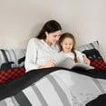 thumbnail image 5 of Homewish Animal Bear 2pcs Bedding Comforter Set for Teens Boys Girls,Black Red Grey Twin Comforter Sets,Geometric Plaid Breathable Bedding Set,Luxury Bedroom Decor,Reversible, 5 of 8