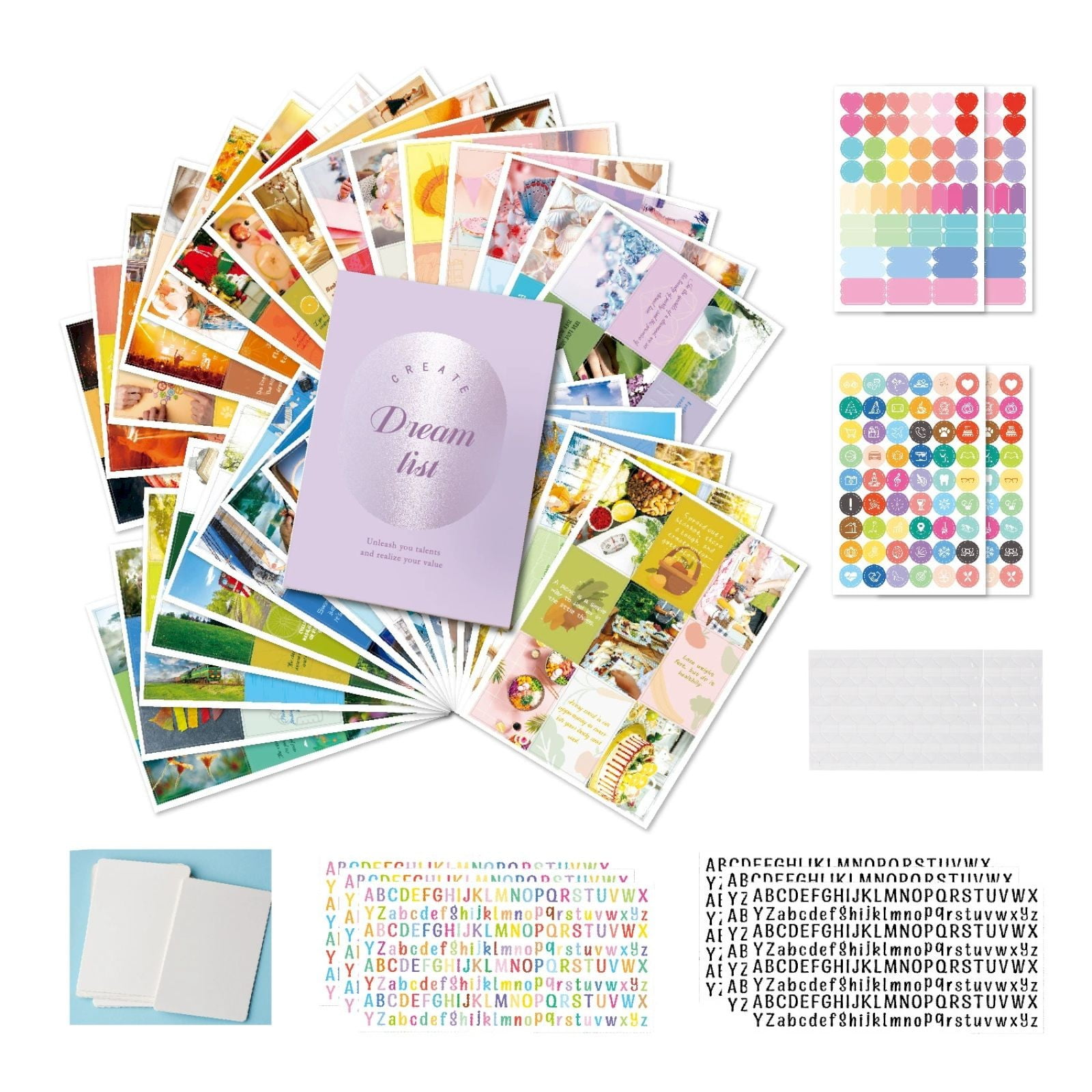 MOQIN Vision Board Book– Adult Mood Board & Scrapbook Supplies Kit -Over 500 Beautiful Pictures & Motivating Words –Includes Planner Activities & Foldable Board -Book Set & Clip Art for Women
