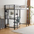 thumbnail image 4 of IVV Twin Size Metal Loft Bed with 41" Computer Desk, 2-Tier Corner Storage Shelf, Built-in Ladder and Full-Length Guardrail, Black, 4 of 9