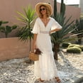 thumbnail image 6 of Goodwill Women's Deep V Neck Sexy Short Sleeve Floral Lace Maxi Dress Party Vacation Dress, 6 of 8