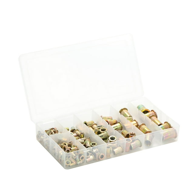 Amdohai 165pcs Mixed Zinc Plated Carbon Steel Rivet Nut Kit M3/4/5/6/8/10/12 Boxed Suit