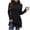 Black, variant on Womens Tops High Neck Loose Long Sleeved Knitted Solid Color Slit T-shirt Long Top,Tops for Women Black L