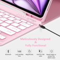 thumbnail image 2 of Backlit Wireless Bluetooth Keyboard Folio with Pencil Holder for 12.9-inch iPad Pro, iPad 5th/6th Gen & 13-inch iPad Air M2 (2024) / M3 (2025)，Pink, 2 of 16