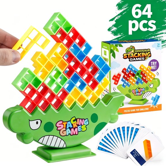 JiyLaup Balance Stacking Game Interactive Puzzle Training 64 Pieces