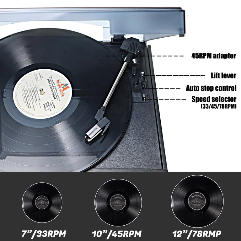 Giradischi 9 In 1, Giradischi Bluetooth Retrò Con Altoparlanti Integrati, Giradischi Vintage Bluetooth A 3 Velocità, Lettore Cd, Radio Am/Fm, Per Intrattenimento B