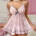 thumbnail image 2 of Levmjia Womens Lace Nightgown Set Sheer Mesh Skirt Set Bow Adjustable Straps Lingerie Deep V Neck Comfortable Sleepwear For Anniversary Date Night, 2 of 6