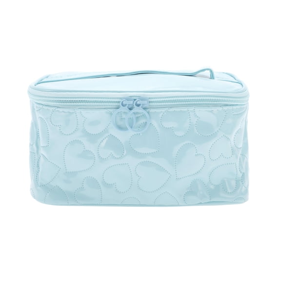 Unique Bargains 1 Pc Rectangle Heart Shaped Makeup Bag for Various Occasions Blue