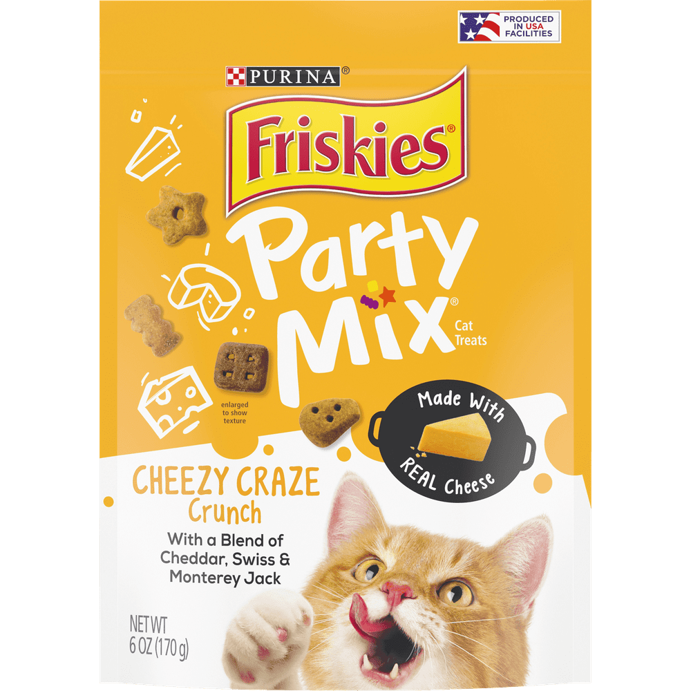 Friskies Cat Treats, Party Mix Cheezy Craze Crunch (6) 6 oz. Pouches