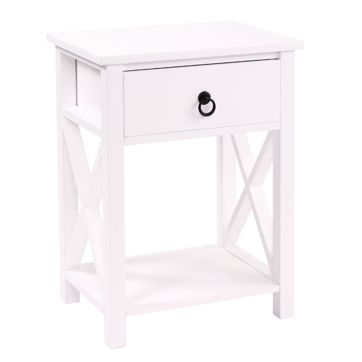 Kepooman Nightstand Set of 2, Wood Bedside Sofaside Table End Table Storage Cabinet - White Kepooman Nightstand Set of 2, Wood Bedside Sofaside Table End Table Storage Cabinet - White