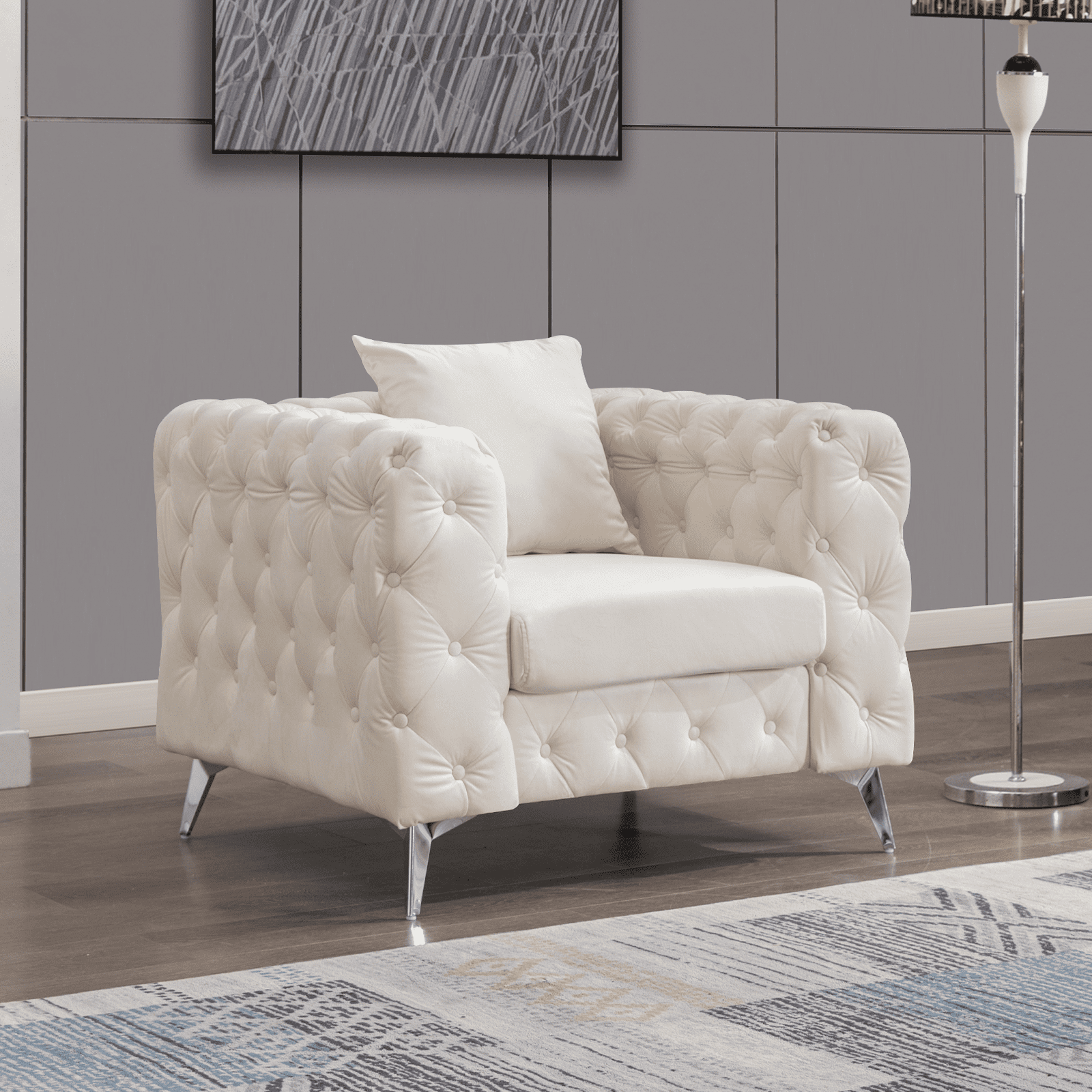 BALUS Modern Button Tufted Sofa, Loveseat for Living Room with 1