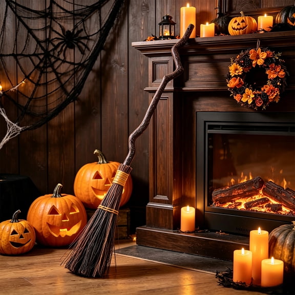 Under 1 dollar Halloween Savings Witch Brooms Halloween Prop Flying Broomstick Costumes Accessory for Party Decorative Witches Brooms for Haunteds House Halloween Decorations indoor Outdoor