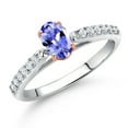 thumbnail image 2 of Gem Stone King 0.63 Ct Blue Tanzanite G/H Lab Grown Diamond 10K White and Rose Gold Engagement Ring, 2 of 4