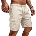 thumbnail image 2 of Inglocry Cargo Chino Shorts for Men - Lightweight Elastic Waist Knee Length Bermuda Shorts with Multi Pockets Summer Fishing Short Cargo Pants 2026 Beige 3XL, 2 of 6