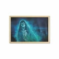 thumbnail image 1 of Halloween Wall Art with Frame, Gothic Dark Backdrop a Dead Ghost Skull Haunted Horror Themed Digital Art, Printed Fabric Poster for Bathroom Living Room, 35" x 23", Blue, by Ambesonne, 1 of 2