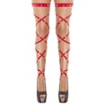 thumbnail image 1 of Listenwind Women Sexy Crystal Studded Thigh High Leg Wraps Garter Belt Rave Club Dance Stockings, 1 of 1