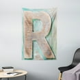 thumbnail image 1 of Letter R Tapestry, Wooden Alphabet Block Antique Letterpress Theme Grunge Display Print, Wall Hanging for Bedroom Living Room Dorm Decor, 40W X 60L Inches, Mint Green Pale Brown, by Ambesonne, 1 of 2