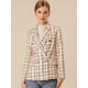 thumbnail image 2 of Chaqueta blazer formal a cuadros con doble botonadura y solapa con muesca para mujer Albaricoque XL, 2 of 6