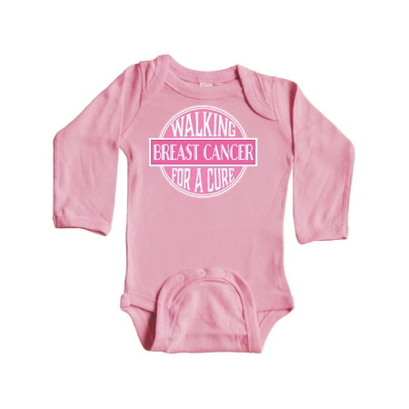 

Inktastic Breast Cancer Walking for a Cure Gift Baby Girl Long Sleeve Bodysuit