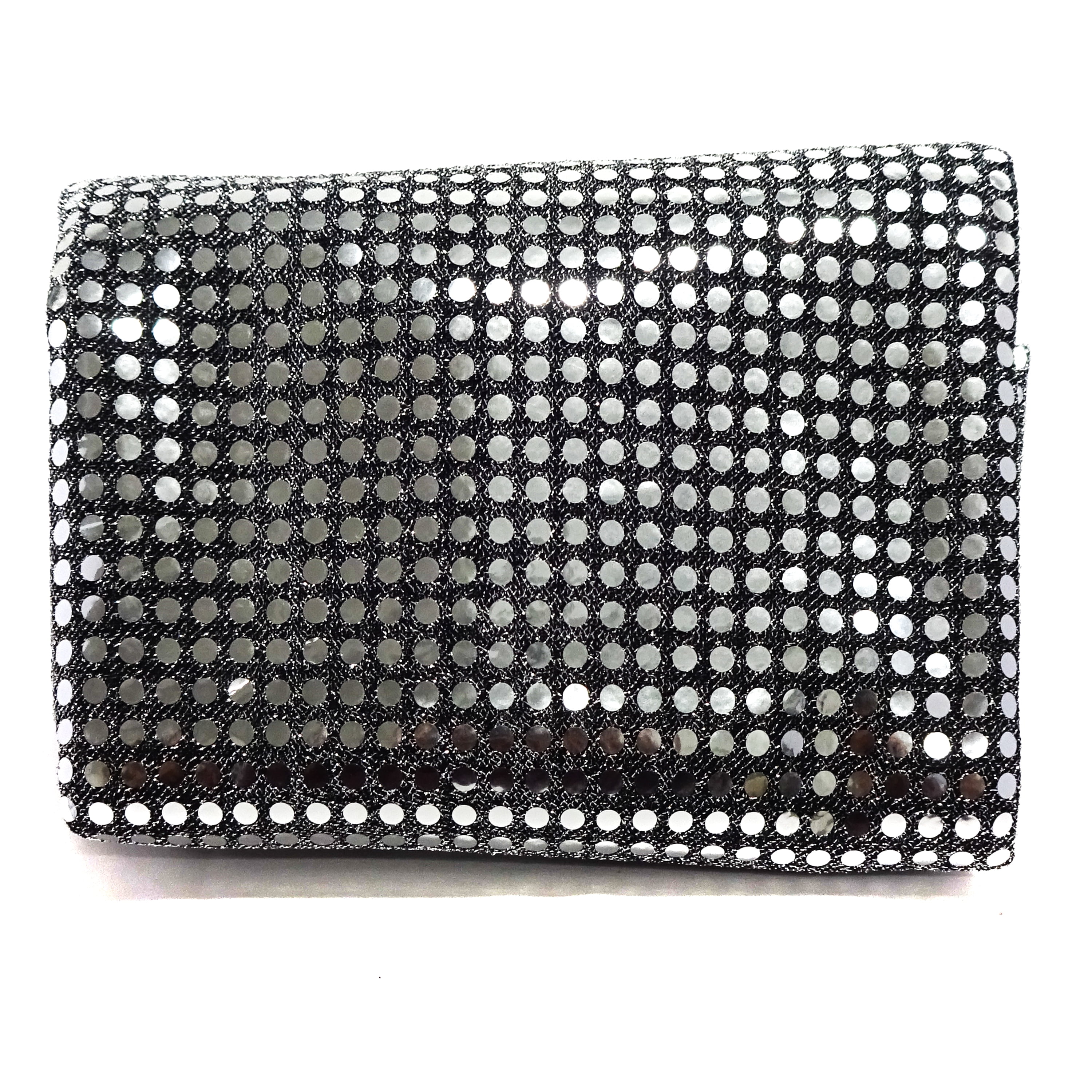 Shason Textile 37.5” x 1.5 Yards Wide 6mm Spangle Knit Sequin Holographic Precut Fabric, Silver