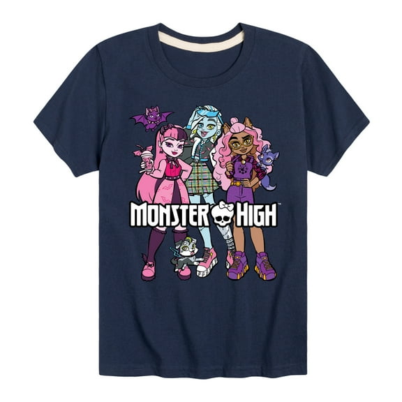 Monster High - Group With Pets - Toddler And Youth Short Sleeve Graphic T-Shirt