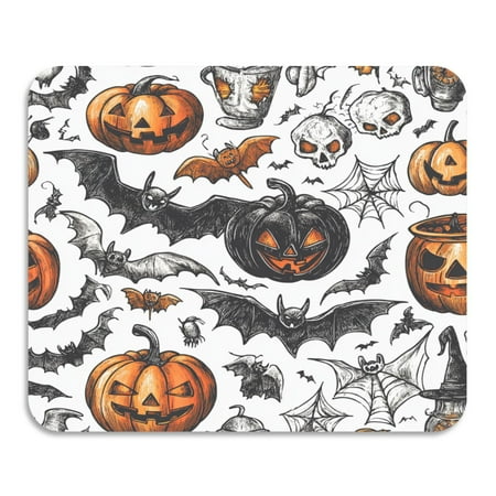 

Handdrawn Halloween Style Patterns Diatomaceous Earth Water Absorbent Mat Anti-Slip Rubber Backing 15.7 x 11.8