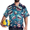 thumbnail image 4 of Tiny teeth Men's Poplin Shirt, Casual Short Sleeve Printed Button Down Summer Beach Unisex Shirts, 4 of 6