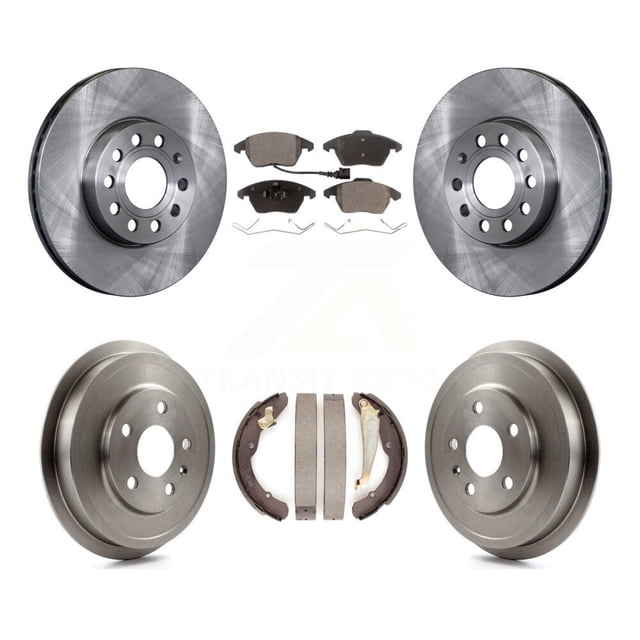 Transit Auto Front Rear Disc Brake Rotors Semi-Metallic Pads and Drum Kit for Car Volkswagen Jetta Beetle with 288mm Diameter Rotor K8F-103281