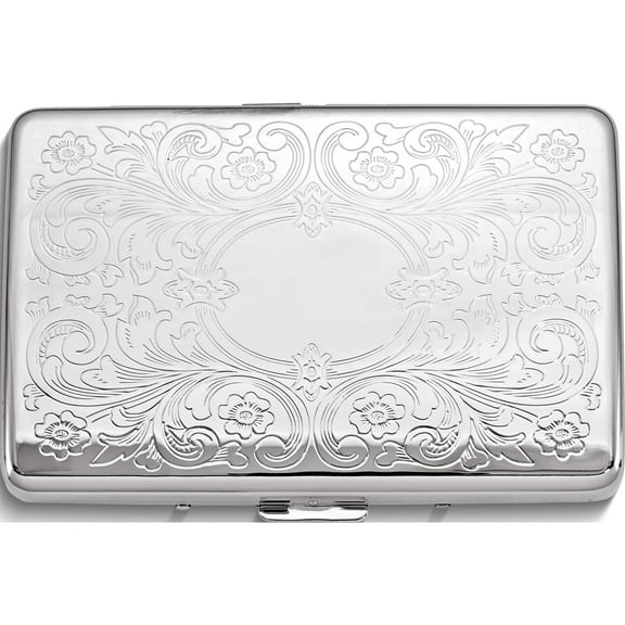 Fashion Silver-Tone (Holds 16) Cigarette / Card Case (3 X 4) Made In China gm12317