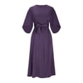 thumbnail image 2 of LIaqionyy Dresses for Women Crew Neck Solid Color High Waist Flowy Formal Party Cocktail Wedding Dress, 2 of 3