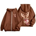thumbnail image 4 of Ugly Christmas Hoodies for Women Zip Up Xmas Graphic Print Fleece Hooded Sweatshirts Funny Holiday Party Casual Jackets, 4 of 8