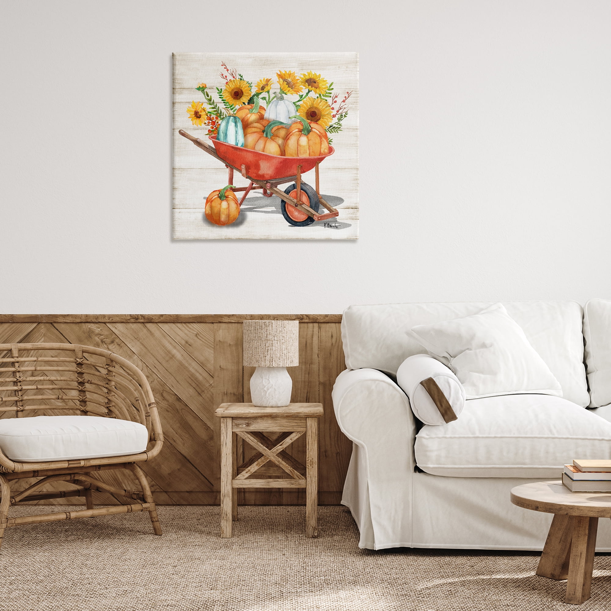 Stupell Industries Rustic Harvest Wagon Botanical & Floral Painting Gallery Wrapped Canvas Art Prints Wall Art, 30 x 30