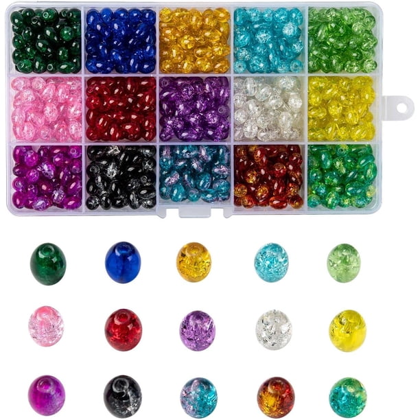 675 cuentas de vidrio transparente de 6x8 mm, 24 colores, ovaladas y redondas, sueltas para bisutería.