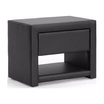 Baxton Studio Massey Black Upholstered Modern Nightstand