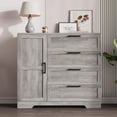 thumbnail image 1 of Bingirl Commode Moderne Multifonction en Bois à 4 Tiroirs avec Garde-Robe de Rangement et Tringle – Armoires de Rangement pour Vêtements pour Chambre, 1 of 6