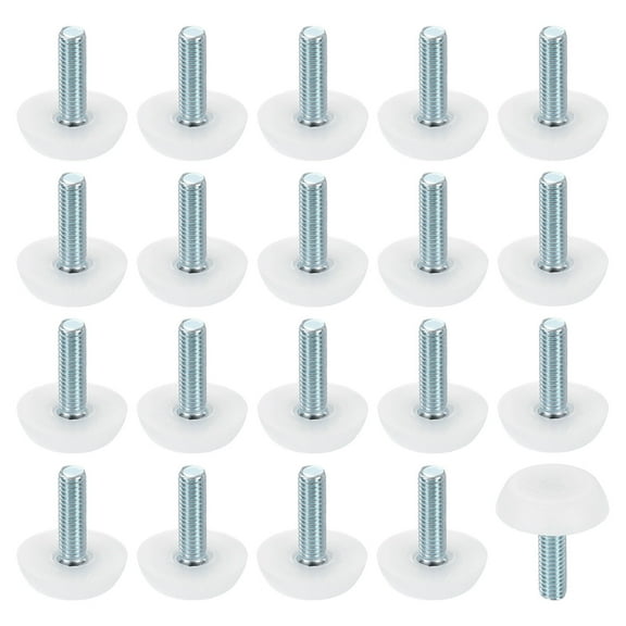 20Pack M6 Thread Furniture Feet Levelers, 23x20 Adjustable Leveling Screw, White