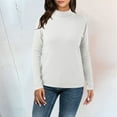 thumbnail image 2 of ASFGIMUJ Women Casual Solid Color Bottoming Shirt Slim High Collar Knitted Long Sleeved Top, 2 of 4